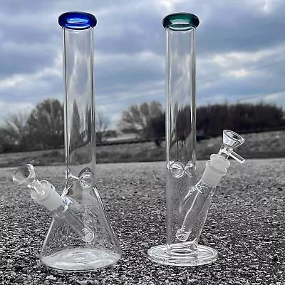 12  Tall Clear 38x4mm Glass Ripper Bong Beaker Or Straight Hookah Water Pipe • $34.28