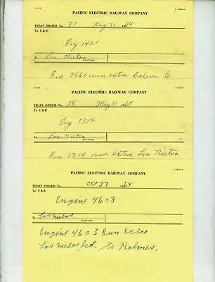 Pacific Electric Ry. Train Orders (10) Los Nietos California  1961-1964. • $19.99