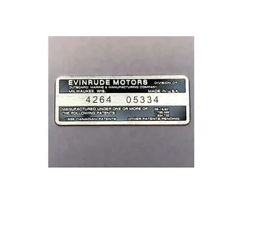 Evinrude Cub Ranger Outboard Motor Reproduction Aluminum Data Plate • $34.99