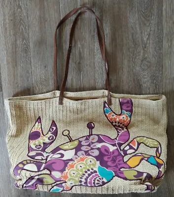 Vera Bradley Seashore Plum Crazy Crab  Large Woven Beach Tote  • $29.75