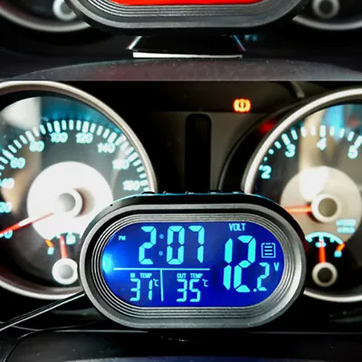 12V 2 In 1 LED Digital Car Clock Thermometer Voltmeter Dual Temperature Gauge • $12.99