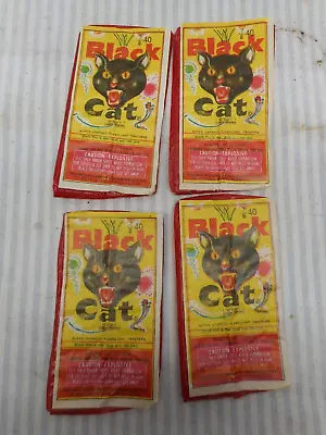 4 Vintage Black Cat Fire Cracker Labels And Wrappers FREE SHIPPING!!! • $19.99