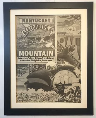 MOUNTAIN*Nantucket Sleighride*1971*ORIGINAL*POSTER*AD*FRAMED*FAST WORLD SHIP • £99.95