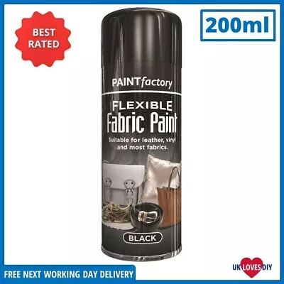 200ml Black Flexible Fabric Spray Paint Leather Vinyl Clothes Fast Drying • £5.28