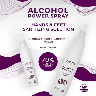 Andreia Professional Alcohol Power Spray Hands & Feet Sanitizer 500ml - VEGAN • £12.50