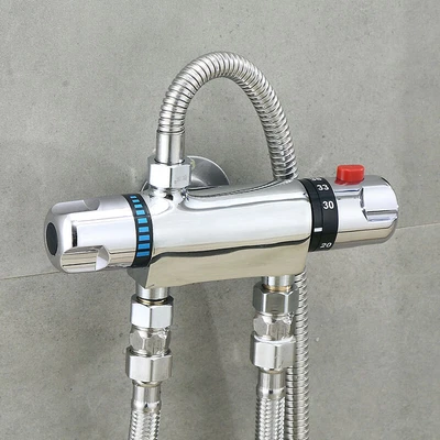 £14.88 • Buy Exposed Thermostatic Shower Mixer Valve Tap Bar Wall Mounted Chrome 1/2  Outlet