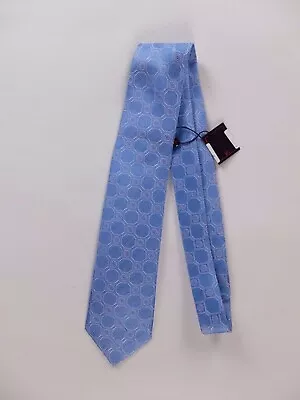 ISAIA Napoli Blue 7-fold Floral Motif Silk Neck Tie Authentic NWT Italy • $95