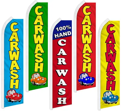 Car Wash Advertising Flutter Feather Flag Swooper Sign Banner 100% Hand Car Wash • $18.95