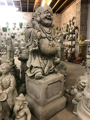 BIG LAUGHING HAPPY SACK BUDDHA Garden/Home Solid Stone OrnamentTravel Wealth BU • £320