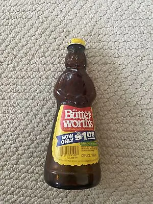 Vintage 1980s Mrs. Butterworth’s Glass Syrup Bottle 12 Oz W Metal Cap • $19
