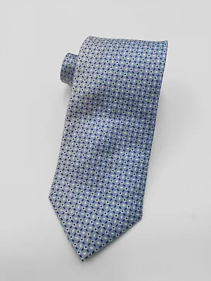 $230 E Marinella Italy Men's Blue Silk Medallion Checker Neck-Tie Size 58 X 3 • $64.78