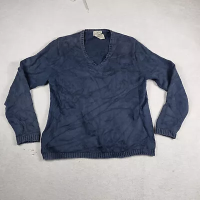 L.L. Bean Womens Sweater Jumper Size L Large Or 14AU V-Neck Long Sleeve Blue • $19.99