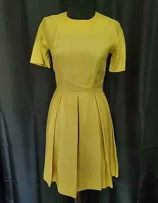 Vintage 60s Golden Tea Party Dress Box Pleats Parade NY Sz 8 • $26.99