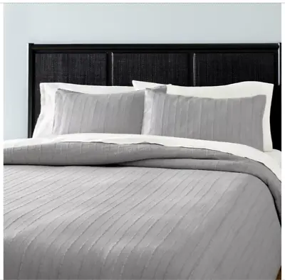 Hearth And Hand With Magnolia Duvet Set Gray Strip Washed Loop Full Queen • $29.99