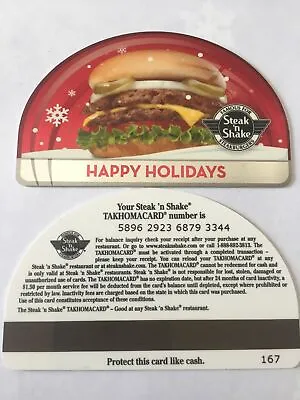 STEAK 'N SHAKE Happy Holidays Burger Snow Globe 2011 Die-Cut Gift Card ( $0 )  • $2.50