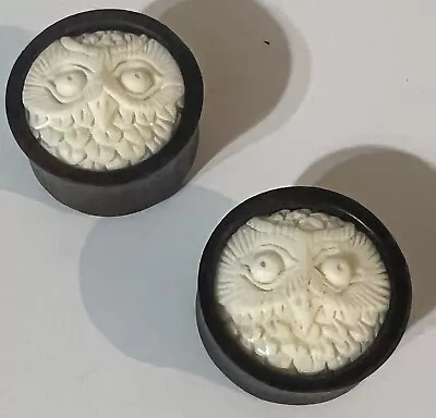 Wooden Owl Plugs (Ear Gauges) 25mm/1” • $13.79