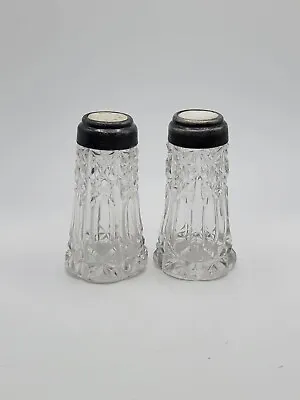 Vintage Glass Salt And Pepper Shaker Silver Metal Lid 3  Tall • $14.68