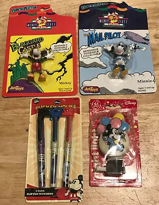 DISNEY Mickey Mouse LOT Mickey & Minnie Bend-ems/1990 Night Light/3 Clip Pens • $12.60