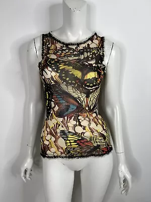 Vtg Jean Paul Gaultier Butterfly Print Mesh Top M • $600