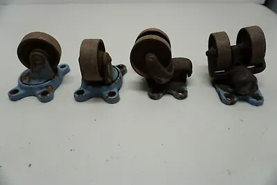 4 ANTIQUE INDUSTRIAL SWIVELING CASTERS  Cast Iron Metal Wheel Furniture Tooling • $24.99