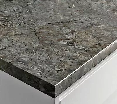 Oratorio Grey Gloss Kitchen Worktop Curved Edge 3000x600x40mm • £130