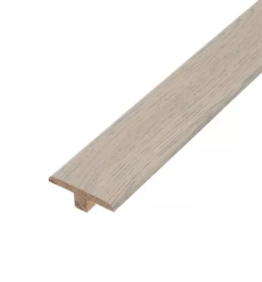 Light Grey Solid Oak T Section Wood Floor Threshold Door Bar Transition Trim • £21.95