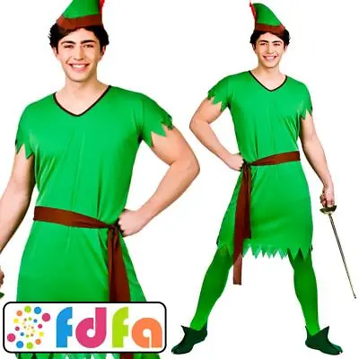 Wicked Peter Pan Christmas Elf Robin Hood Tunic Adults Mens Fancy Dress Costume • £12.09