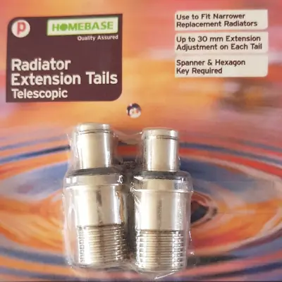 2x Adjustable RADIATOR TAIL Telescopic Extension Valve  | CHROME • £8.99