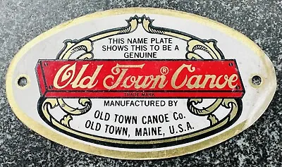$9.99 • Buy Vintage Old Town Canoe Co Name Plate Brass Oval Plaque Advertising Tag Maine USA
