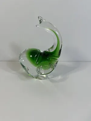 Vintage Murano Style Green Glass Elephant 4.5” Tall Excellent Condition! • $28.49