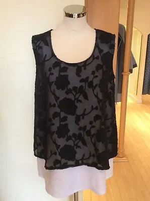 Eden Rock Camisole Top Size S BNWT Black Sheer Floral Cream RRP £93 NOW £37 • £37