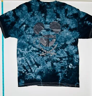 Men's Mickey Mouse Pirates Of The Caribbean Logo T-Shirt Tie Dye Sz L28 X W21 • $18