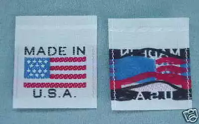 50 White Woven Clothing Labels Made In U.s.a. American Flag • $8.99