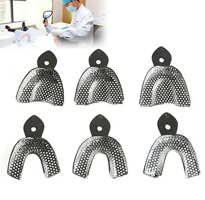 6Pcs/kit Dental Autoclavable Metal Impression Trays Stainless Steel Low Price • $19.48