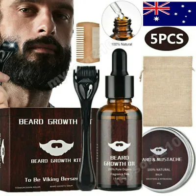 $17.94 • Buy Beard Growth Kit With Bag -Derma Roller/Beard Grrowh Serum Oil/Balm/ Wooden Comb