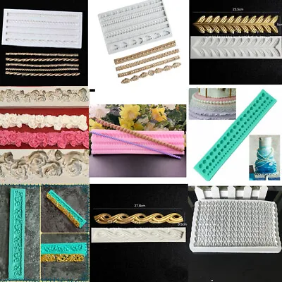 £3.89 • Buy Relief Flower Bead Chain Rope Silicone Fondant Mould Cake Border Decorating Mold