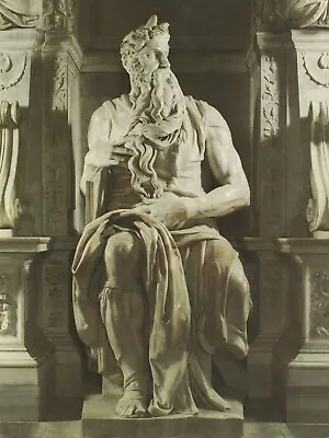 Michelangelo MOSES Statue Rome Frienza Scala Photo Color Bookplate • $15