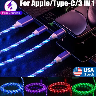 LED Light Up Fast Charging Charger Cable USB Cord For IPhone Android Type C • $4.55