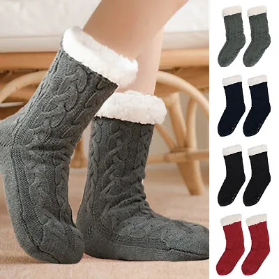 Women Ladies Soft Fluffy Long Bed Socks Winter Warm Lounge Slipper Fleece Socks • £6.41