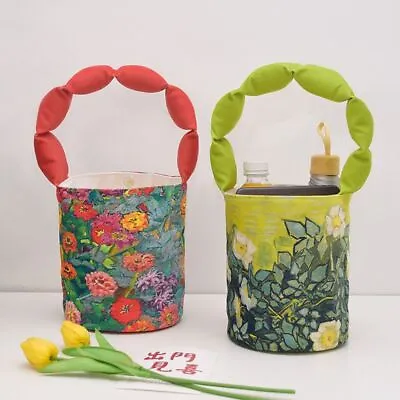 Oil Painting Bucket Bag Portable Lunch Pouch Gift Cylinder Bags • £10.27