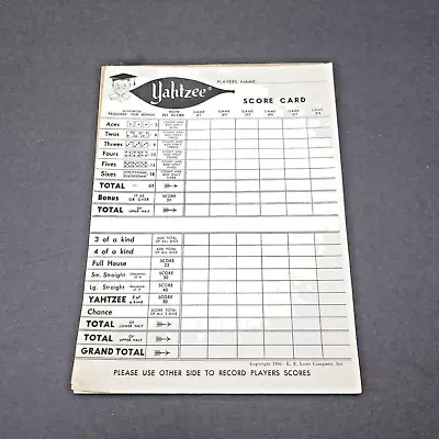 Vintage Yahtzee Score Pads 1956 Original 15 Pgs • $1.99