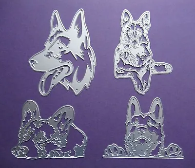 4 Types Alsation Dog Metal Die Cutters / German Shepherd Card Cutting Dies • £4.15