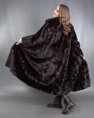 11293 Gorgeous Real Mink Coat Luxury Fur Swinger Very Long Beautiful Look Size M • $1