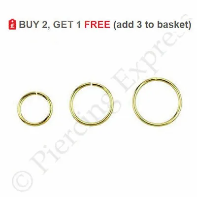 £1.85 • Buy GOLD Nose Ring Hoop Piercing Fake Septum Cartilage Helix Thin 18g 20g  6mm -10mm