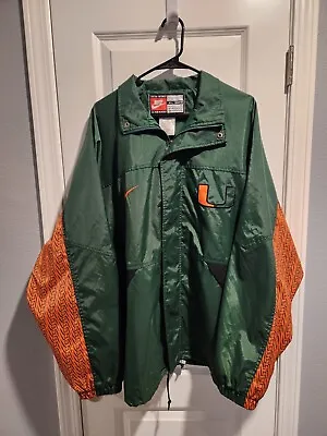 Vintage NIKE University Of Miami Hurricanes Green Coat Jacket Size XLarge • $35