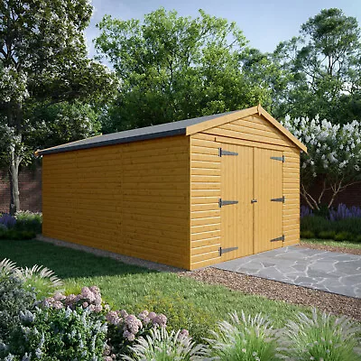 Wooden Garage 16mm T&G Timber Apex Roof Workshop - Size From 14x10 To 36x12 • £2498