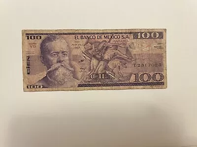 MEX Bank Notes: El Banco De Mexico S.A 100 Pesos 1982 Serie VB Serie. T2517025 • $0.01