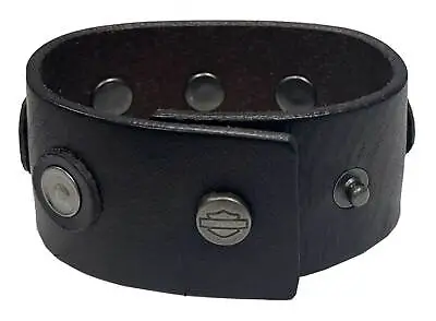 Harley-Davidson Men's Center Rivet Leather Cuff Bracelet Adjustable Wristband • $34.95