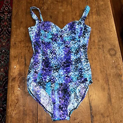 Trimshaper By Miraclesuit Blue Multi Colored Swimsuit  Sz 12 • £14.25