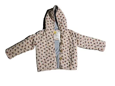 Boden MINI Quilted Coat TODDLER 2T 3T Cotton Hooded Spring Floral Flowers Pink • $15